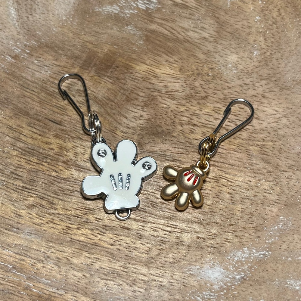 Mickey Mouse Gold & White Glove Hand Charm with Spring Hook